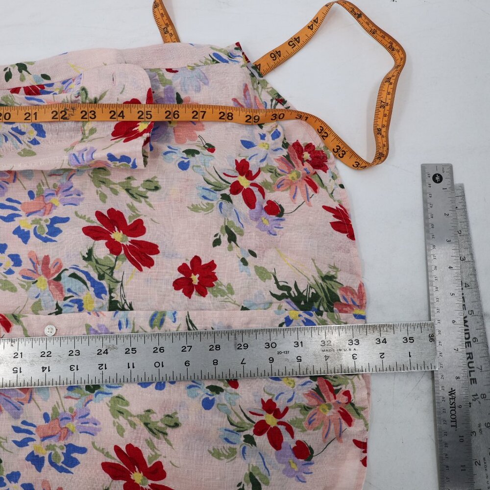 Polo Ralph Lauren Tunic Women's 10 linen Long Sleeve Top Floral Button Down - Picture 6 of 11
